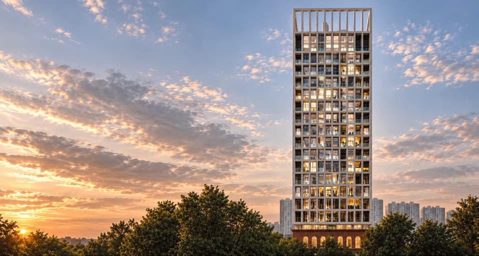 Azatutyun Residence: Башня на закате